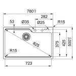 Franke UBG610-78 Urban 花崗岩 檯面 單昇盆 (岩灰色)